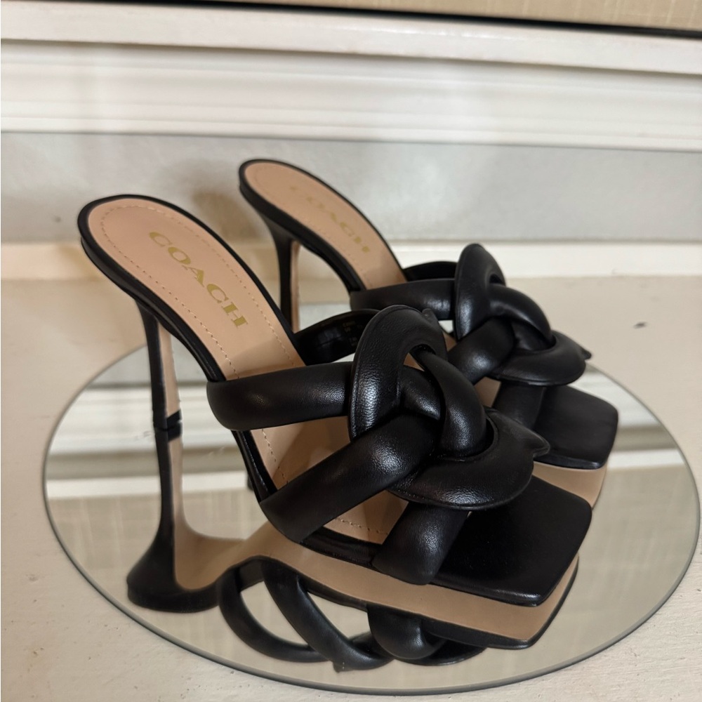NWOT Coach Black Kellie Women's Heeled Sandals - Picture 4 of 9